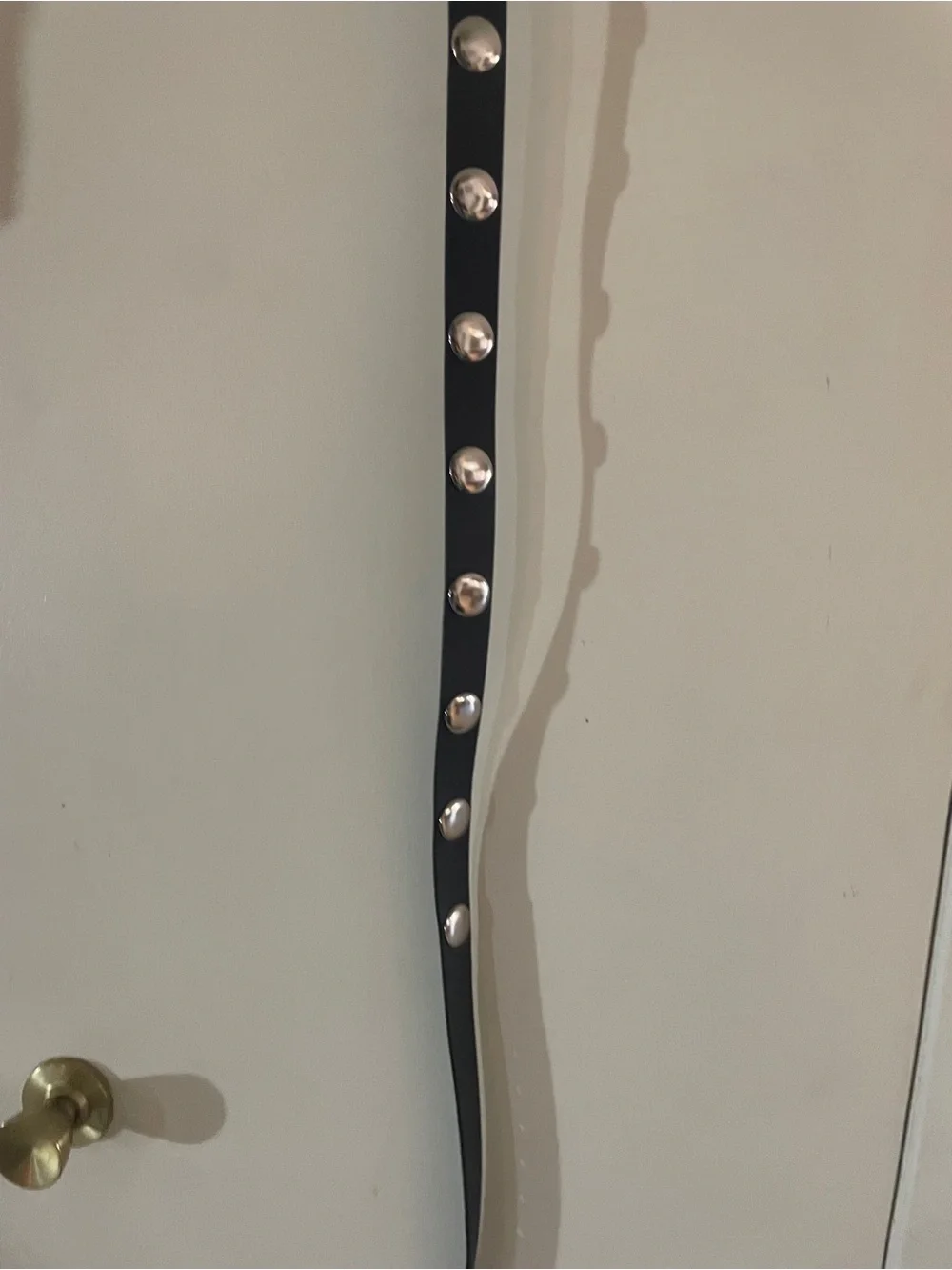 NWT Universal Thread Black Studded Skinny Belt Medium Silver Hardware
